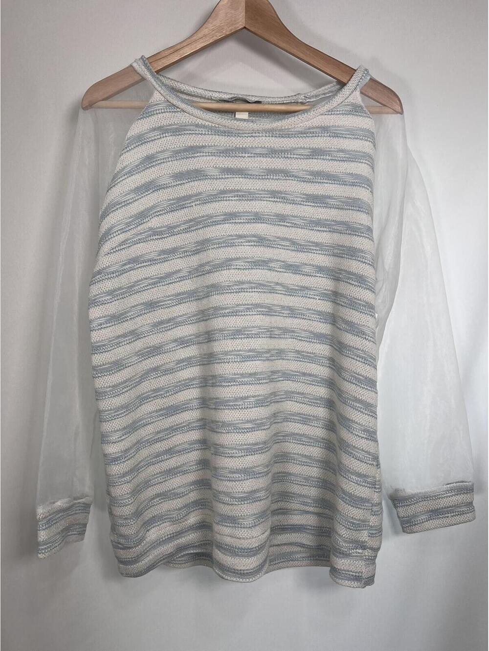 Frederick Ian Long Sleeve Sheer Sleeve Knit Shirt Women's Large